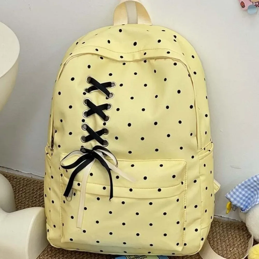 sac à dos pour ordinateur portable, sac à dos bow dot, grande capacité, sac à dos pour étudiants, sac d'école, sac à dos en polyester et nylon durable pour femmes