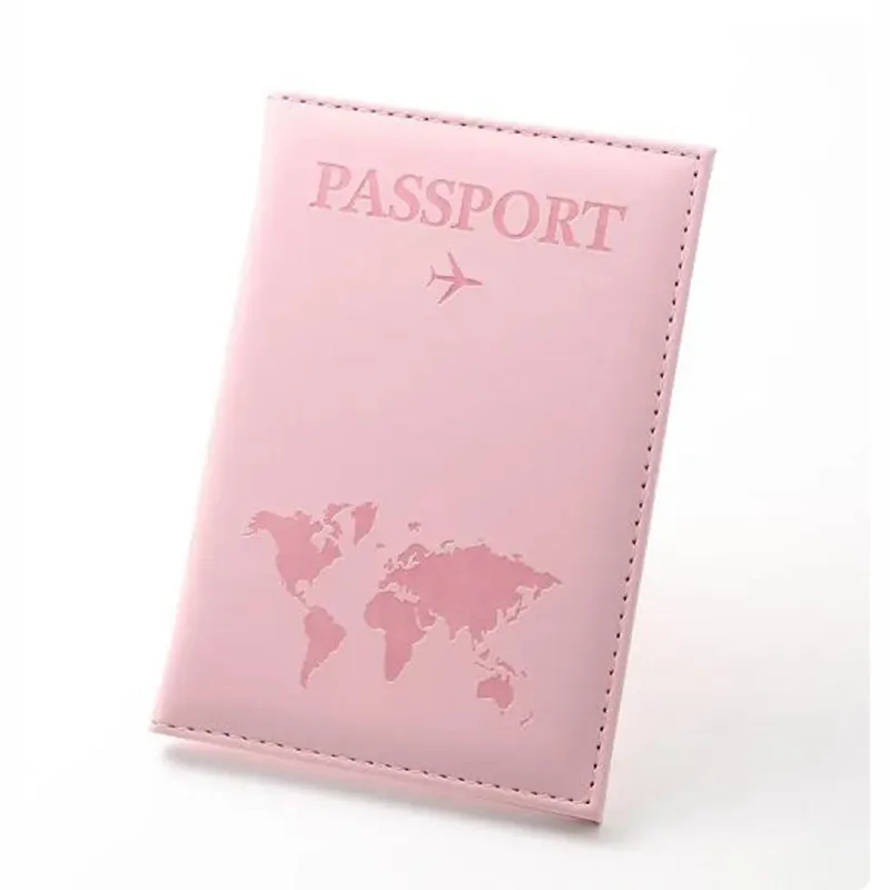 plan aérien accessoires de voyage porte-passeport couverture d'identité femmes hommes portable rose carte bancaire passeport affaires portefeuille en polyuréthane étui titulaire