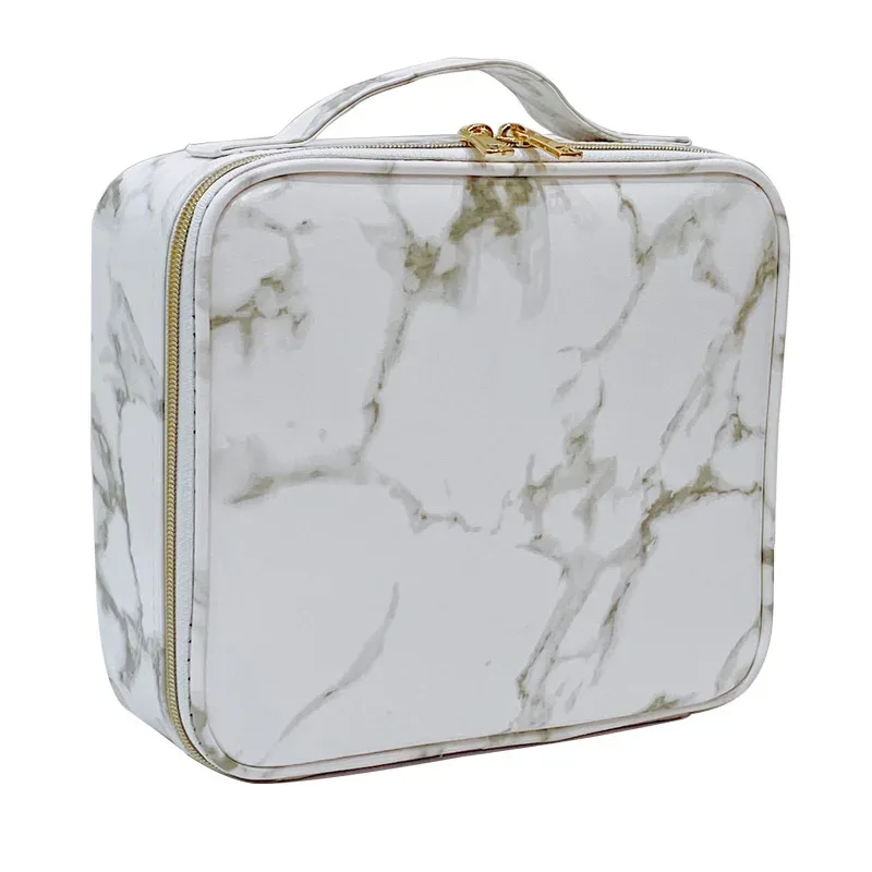 sac de rangement cosmétique professionnel en pu imperméable, sac à main de maquillage, sac de voyage, trousse de maquillage, bureau d'évaluation, marbre