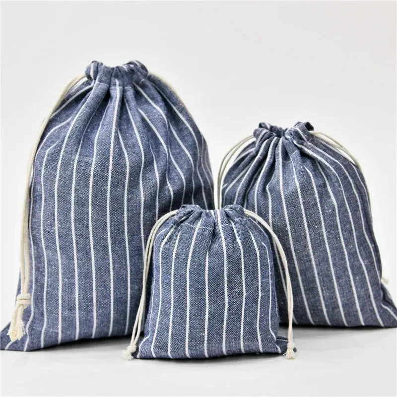 sac de rangement de poche pour paquet, sac de rangement en tissu de coton avec cordon de serrage, sacs de rangement en tissu pour serviettes cosmétiques, trousse de toilette