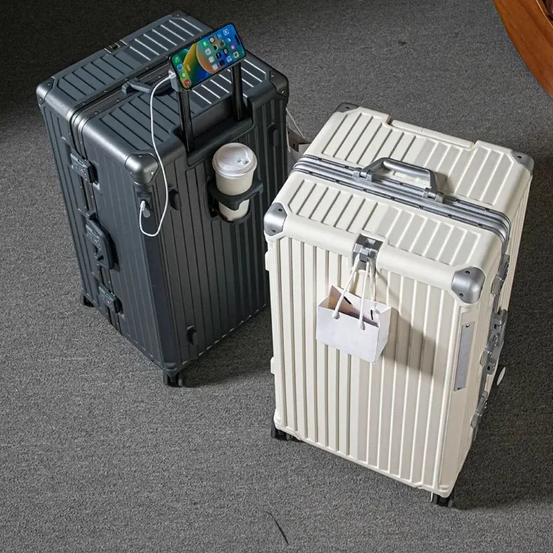 valise multifonctionnelle grande capacité 30 pouces, cadre en aluminium robuste et épaissi, valise de voyage à roulettes, bagage extra large