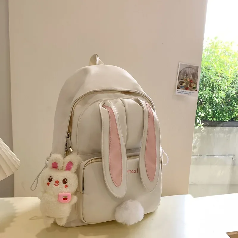sac à dos scolaire mignon à oreilles de lapin pour femme, style coréen harajuku, pour lycéenne, style japonais, sac à dos à double épaule polyvalent pour fille