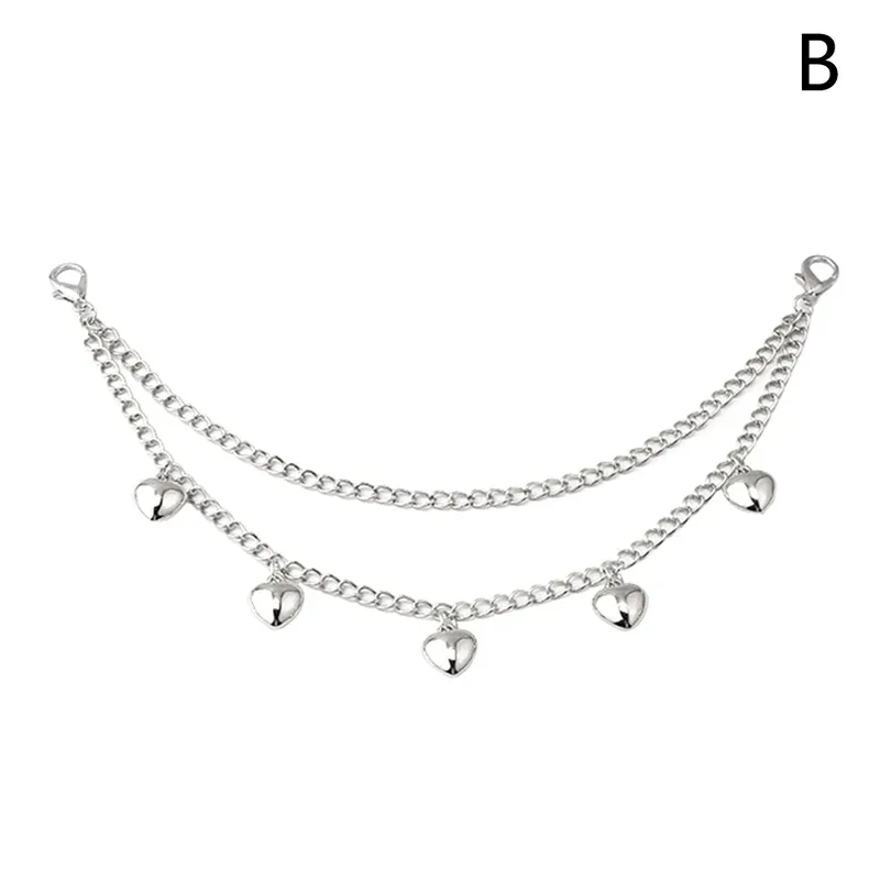 nouvelle sangle chaîne métallique multi-couches diy avec pendentifs papillon, cœur et étoile pour sac à bandoulière