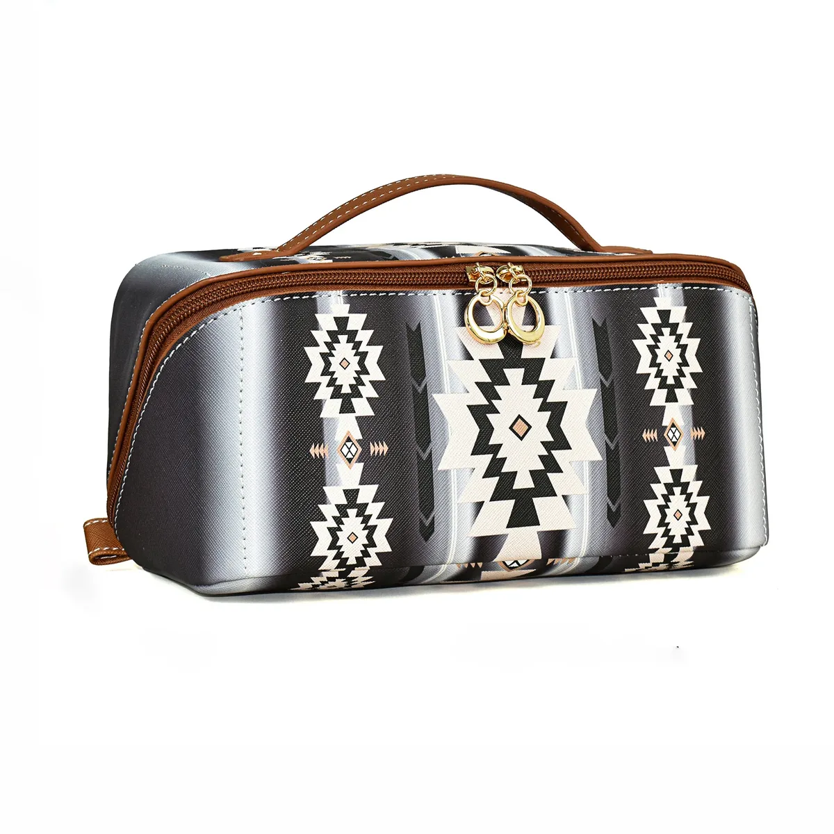 sac à cosmétiques en cuir pu bohème, grande capacité, trousse de maquillage, organiseur de voyage pour articles de toilette