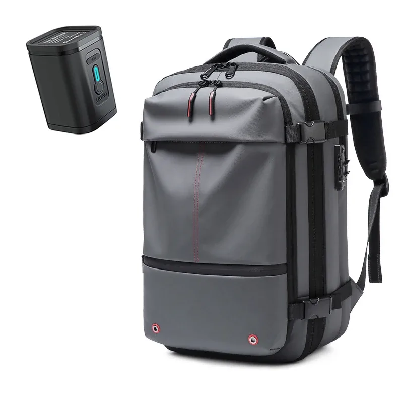 sac à dos de voyage pour hommes, sac à dos à compression sous vide pour ordinateur portable de 17 pouces, sac à dos d'affaires de grande capacité, sac à dos d'école extensible pour randonnée