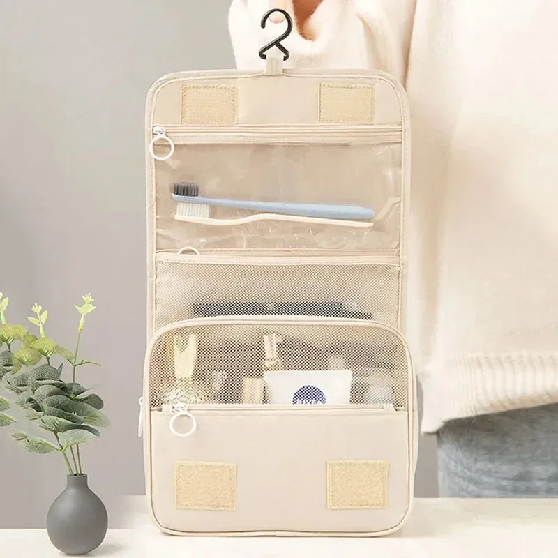 sac de maquillage de voyage de haute qualité, organisateur de produits de toilette étanche pour femmes, nécessaire de salle de bain, pochette de lavage, sac de rangement de maquillage à crochet