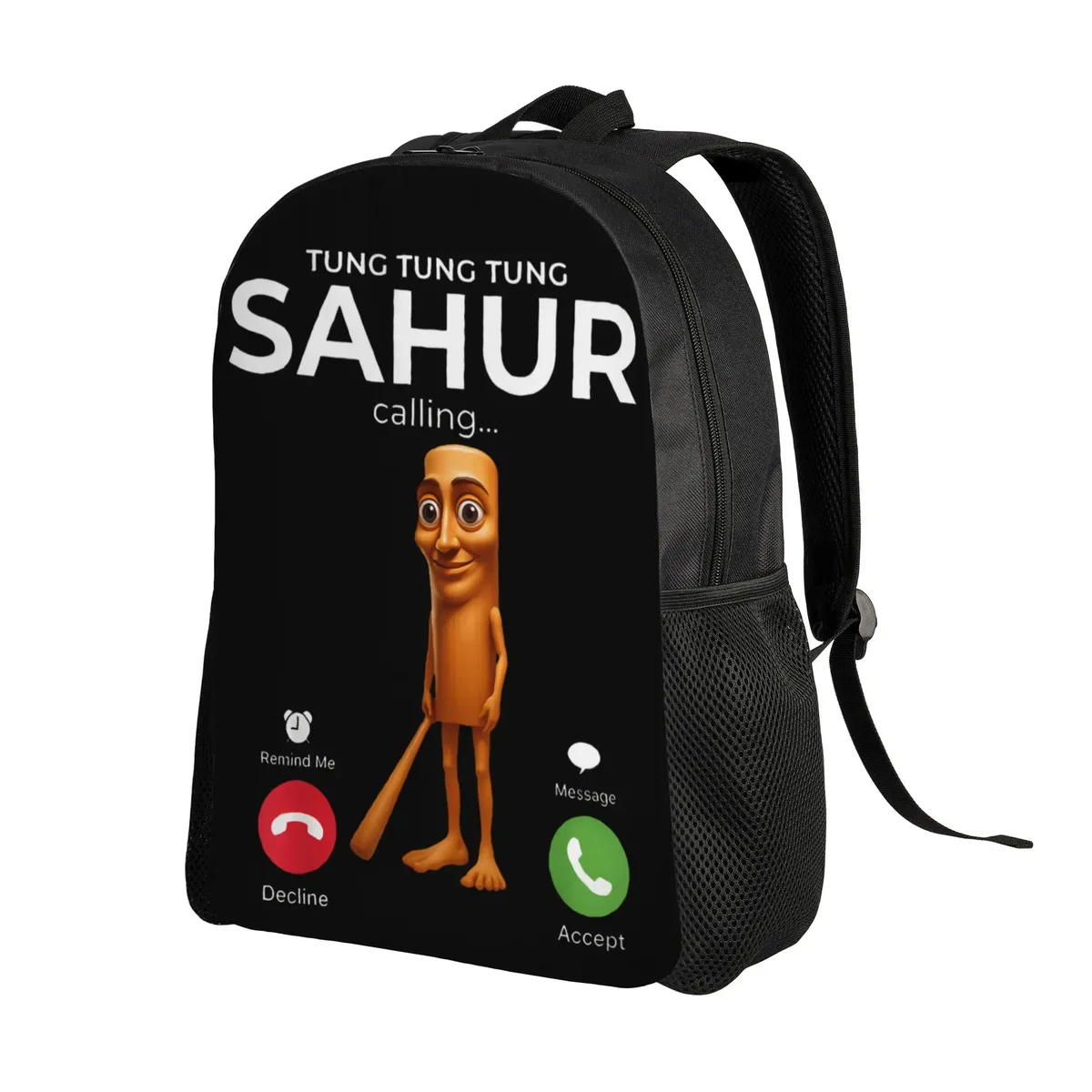 Sac à dos unisexe Tung Sahur Calling avec motif Brainrot, en polyester, pour loisirs, lycée, sport, design moderne