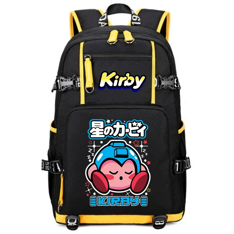 sac à dos d'étudiant imprimé dessin animé kirby, sac d'école de voyage de grande capacité pour enfants et adolescents