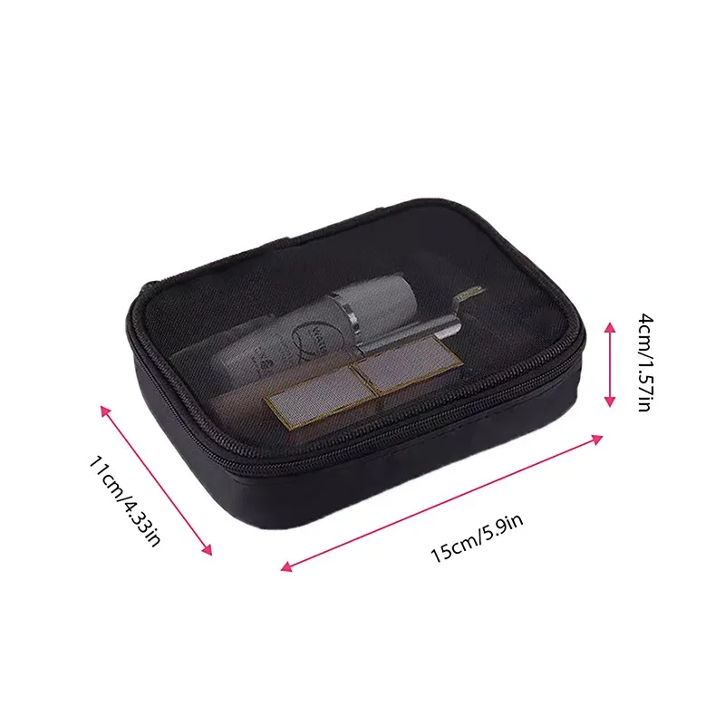 femmes mode sac de maquillage femmes couleur unie fermeture éclair sac cosmétique maille transparent décontracté voyage portable mini lavage sacs de rangement