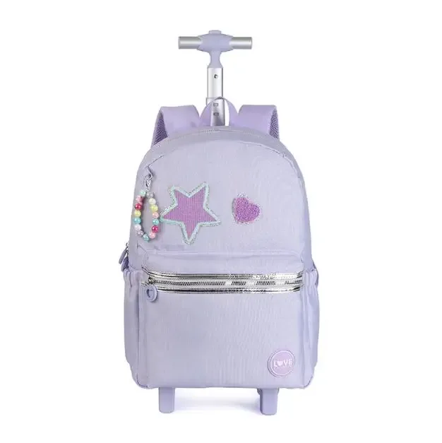 sacs à dos à roulettes avec sac à déjeuner pour filles, ensemble de sacs à roulettes pour filles, roulettes de 18 pouces, sac à dos scolaire à roulettes