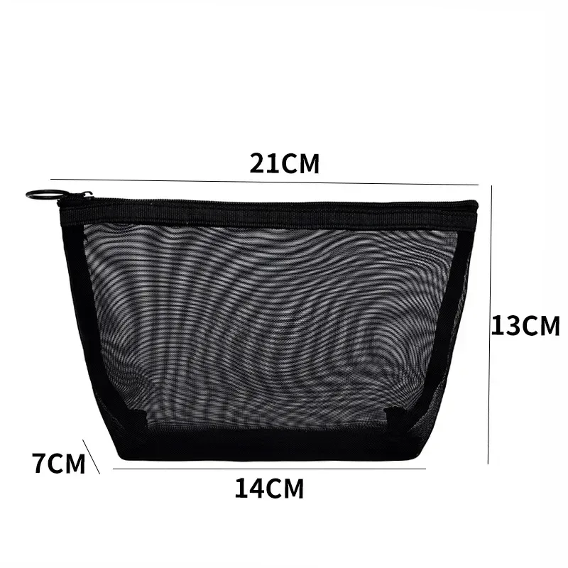 trousses de toilette en maille noire pour femmes, trousse de maquillage de voyage, petite et grande trousse, organisateur, étuis à cosmétiques, rangement d'articles de toilette, pochette à main