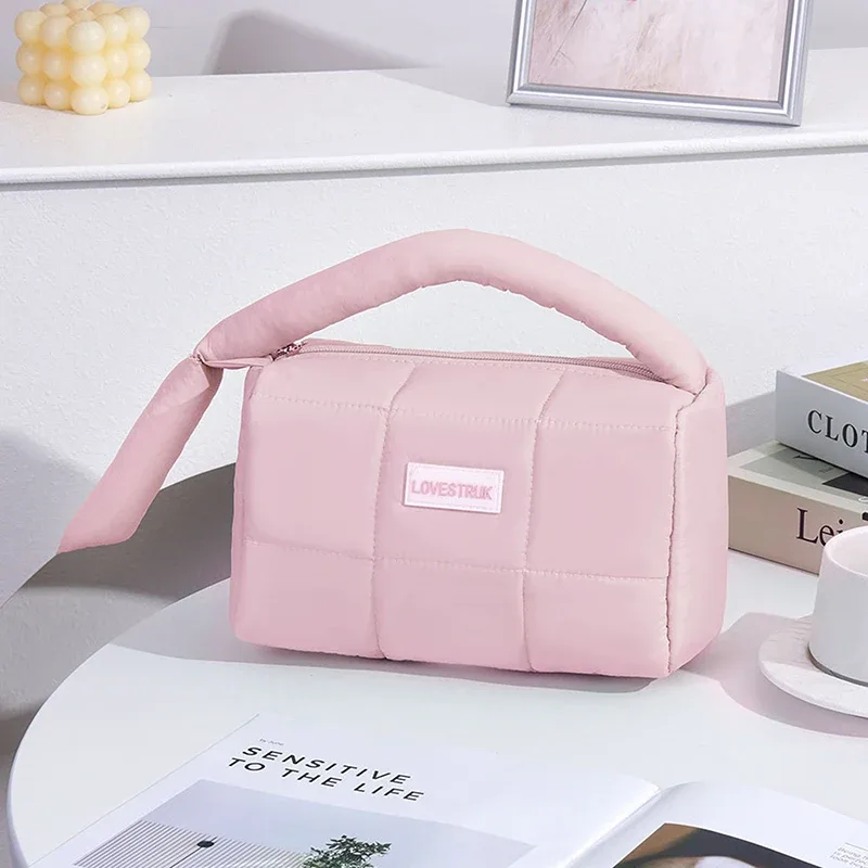 sac de maquillage de style sac à main carré de grande capacité à la mode, sac de voyage pour cosmétiques, sac de toilette imperméable en polyester pour femmes