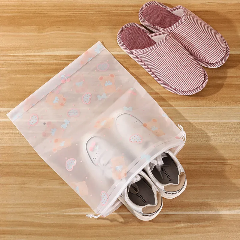 sac de rangement transparent imperméable à cordon en plastique pour cosmétiques, serviettes et chaussettes, idéal pour la salle de bain et la plage - lot de 10