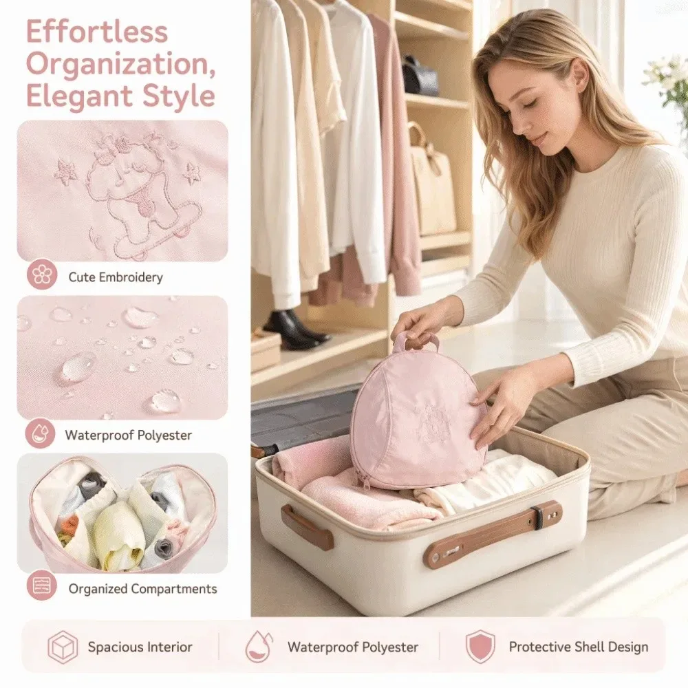 Sac de rangement pour sous-vêtements imprimé chien de dessin animé, grande capacité, léger, sac d'organisation de voyage pratique et portable