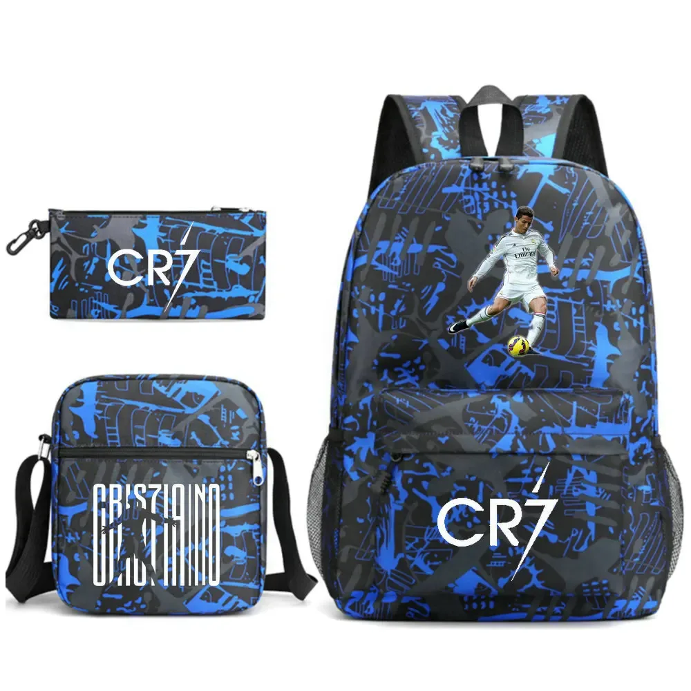 sacs à dos de voyage et d'extérieur imprimés cr7 pour femmes et filles, avec sacs à déjeuner, légers, pour adolescents, sac à dos pour ordinateur portable