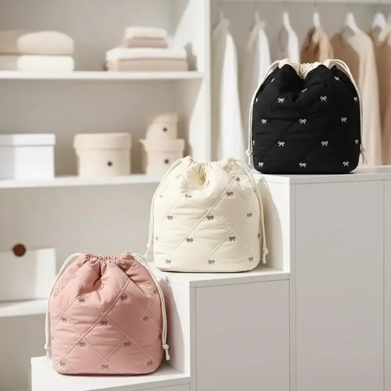 sac de rangement pour cosmétiques, pochette de maquillage à cordon de grande capacité pour voyage, sac de rangement souple, organisateur de table à domicile, essentiels de voyage