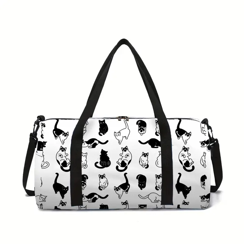 sac de voyage à grande capacité avec tête de chat de dessin animé pour garçons et filles, meilleurs cadeaux, sac de voyage plat 2d de dessin animé, sac à main pour enfants