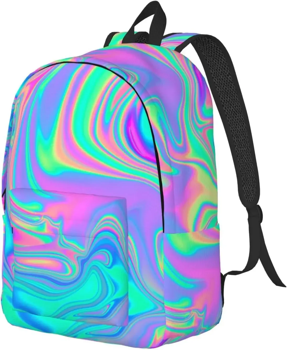 Sac à dos en toile pour homme et femme, léger, décontracté, irisé, marbré, holographique, Bergame, sac pour ordinateur portable, voyage, extérieur