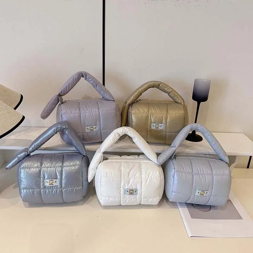 sac matelassé à motif quadrillé, grande capacité, en nylon, organisateur de cosmétiques portable, léger, sac à main matelassé épais, idéal pour les voyages.