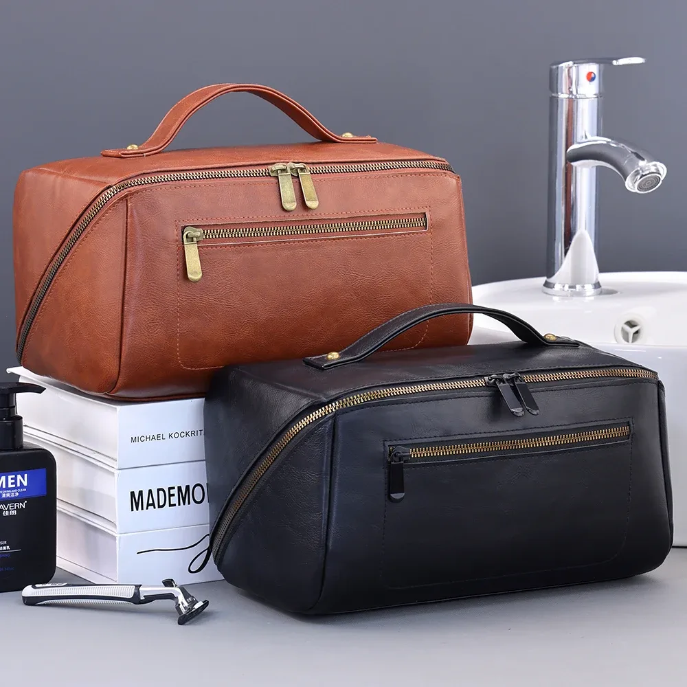 trousse de toilette homme luxe premium imperméable grande capacité portable pour voyage et maquillage