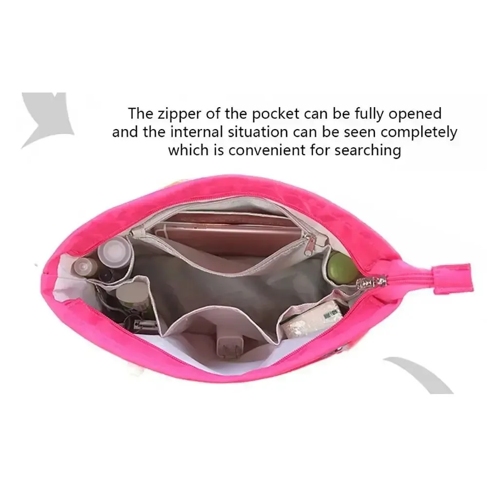 sac de rangement cosmétique avec fermeture éclair, sacs de rangement multi-poches, sac à main multifonctionnel, sac intérieur de couleur unie