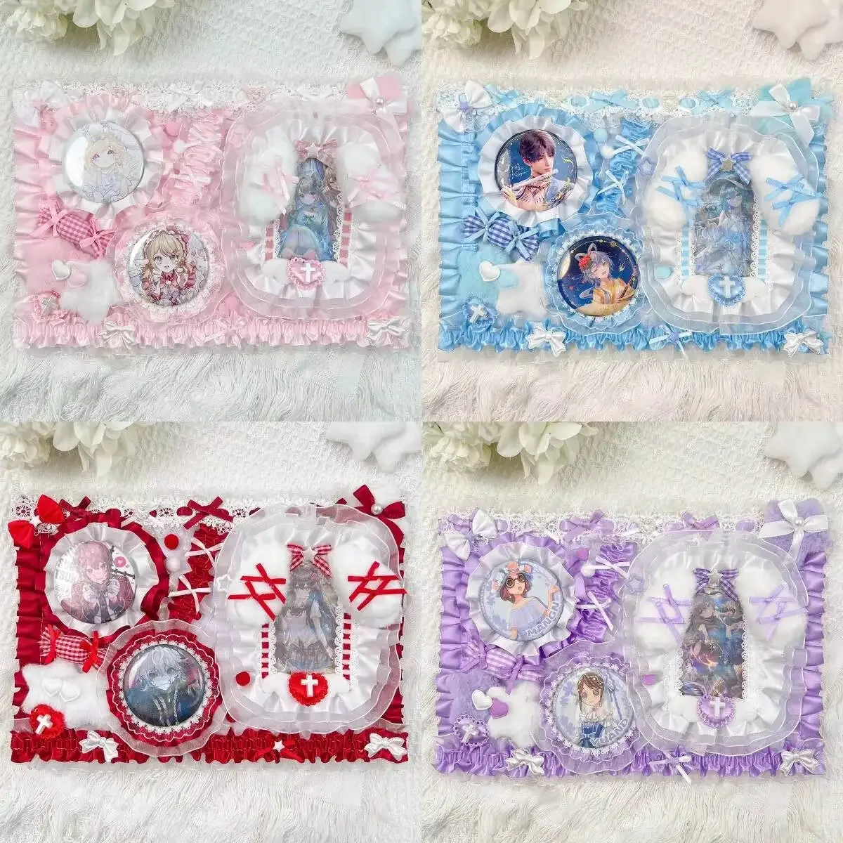 Accessoires pour sac Ita : Porte-cartes et porte-badges anime, Organisateur de broches et épingles en ruban et dentelle, Insert décoratif pour sac Ita, Présentoir et rangement pour badges