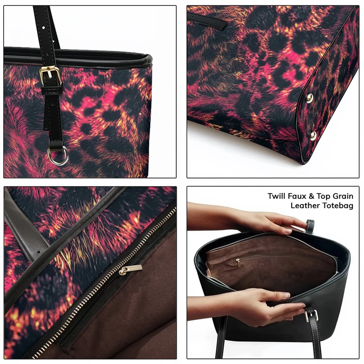 urban neon leopardia multicolore imprimé oxford pvc cuir sac à bandoulière fermeture éclair léger voyage fourre-tout travail quotidien week-end sac à main