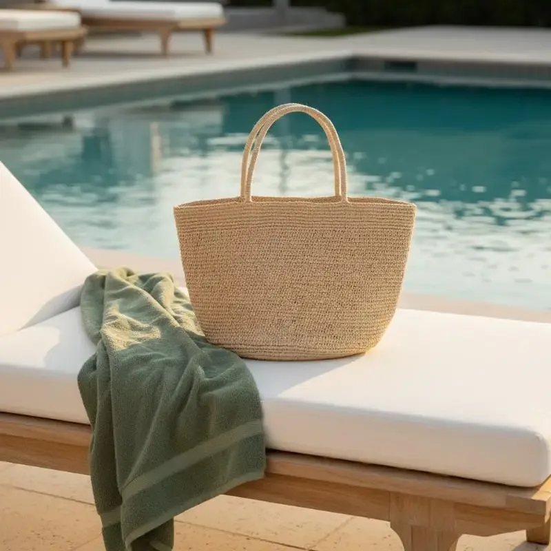 sac de plage en paille naturelle pour femmes, grand sac fourre-tout en rotin tissé à la main, léger, style bohème, pour les voyages en bord de mer, usage quotidien
