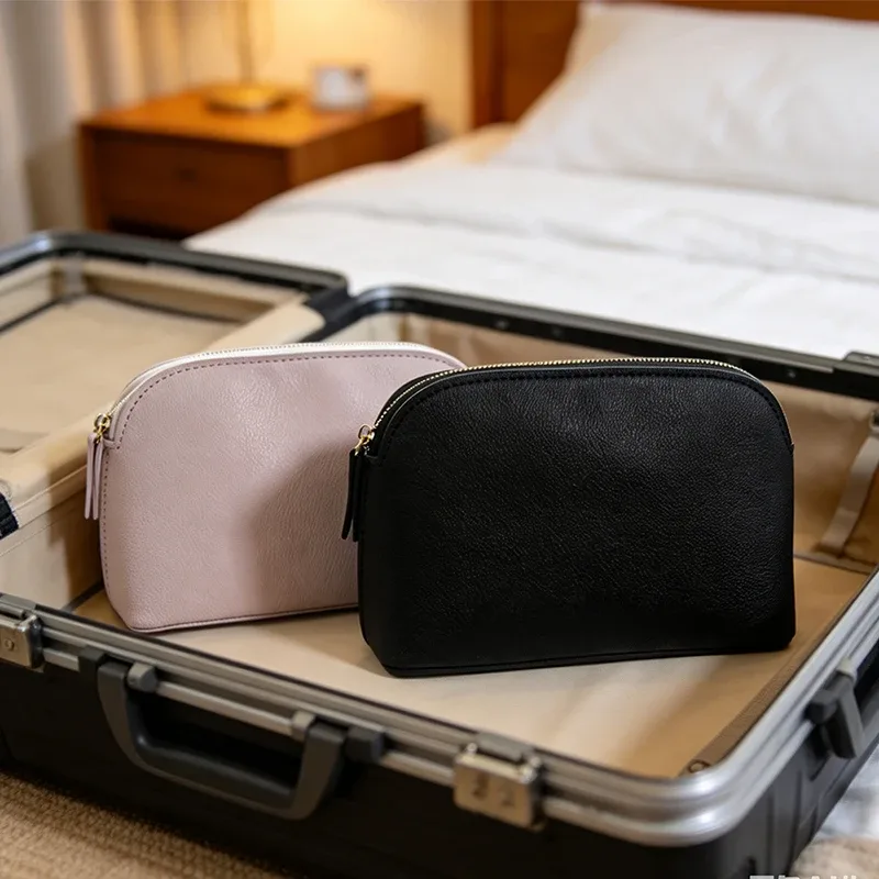 sac de voyage cosmétique à fermeture éclair grande capacité, personnalisable avec nom, en cuir pu, sac de maquillage décontracté de luxe, trousse de toilette personnalisée, sac de rangement