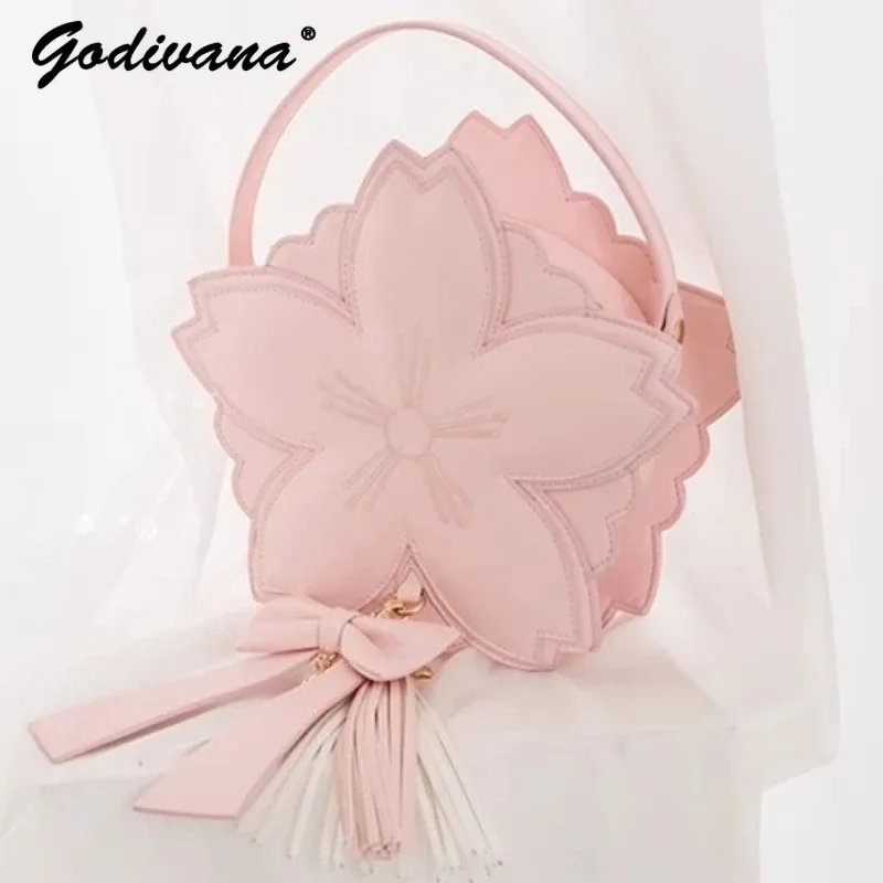 original rose sakura sac doux fille femmes sakura forme cuir fourre-tout sac à main fée lolita bandoulière sac