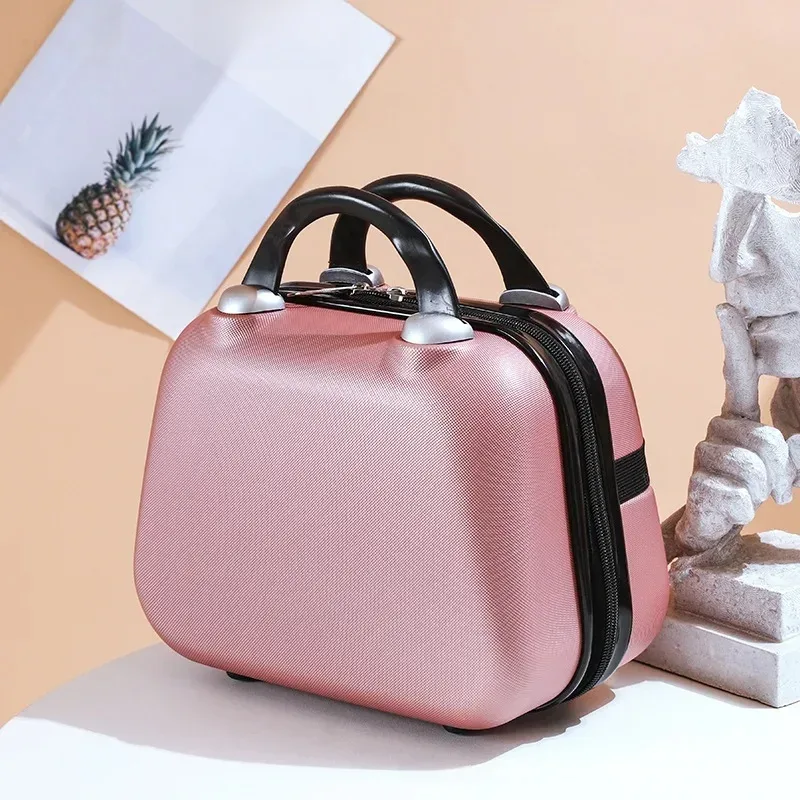 sac de maquillage de voyage pour femmes de 14 pouces, mini valise compacte en plastique abs, design uni, idéal pour un usage personnel