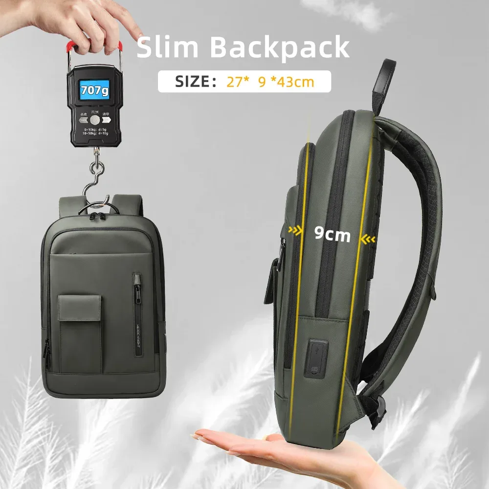 heroic knight – sac à dos d'affaires fin pour hommes, étanche, pour ordinateur portable 15.6 pouces, élégant, multifonctionnel, pour motard, sac à bandoulière de voyage