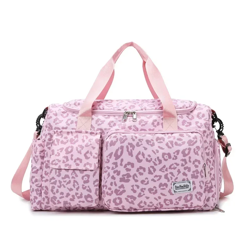 sac polochon de voyage de grande capacité pour femmes, sac à main léopard zèbre camouflage pour femmes, sac à bandoulière de séparation sèche et humide pour fitness