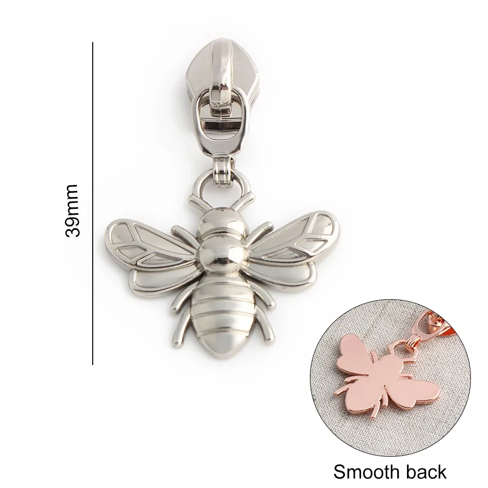 5/10/20 pièces en forme d'abeille 5 #   têtes de fermeture éclair pour fermetures éclair en nylon, tirettes de fermeture éclair pour sacs, vêtements, bagages, kit de réparation, accessoires de couture diy