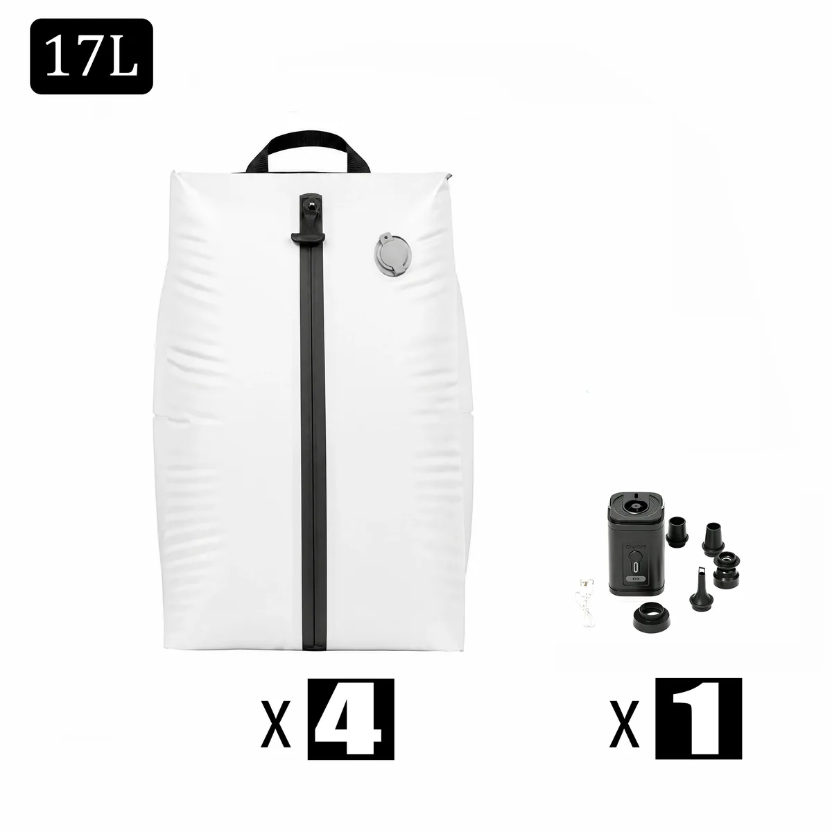sacs de rangement étanches ip67 17l, cube de compression en polyester tpu pour vêtements, organisateur de valise avec fermeture éclair, réutilisables et antihumidité, pour linge de maison, avec pompe électrique incluse