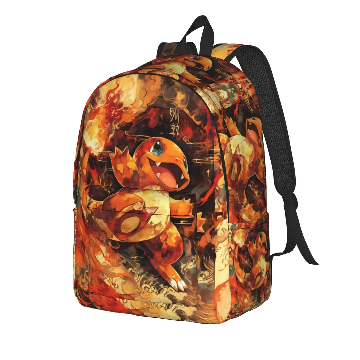 sac à dos tendance sur le thème de pokémon charmander fire, mochilas, sac à dos décontracté pour l'école, grande capacité