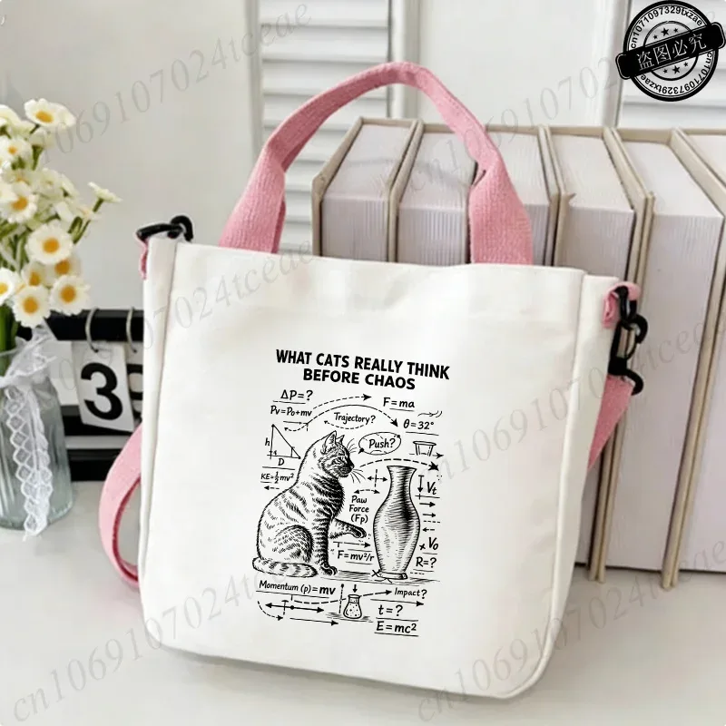 sac fourre-tout amusant à imprimé physique de chat pour femme, sac à bandoulière décontracté, sac à main vintage en toile, sacs à bandoulière tendance pour le quotidien et le shopping