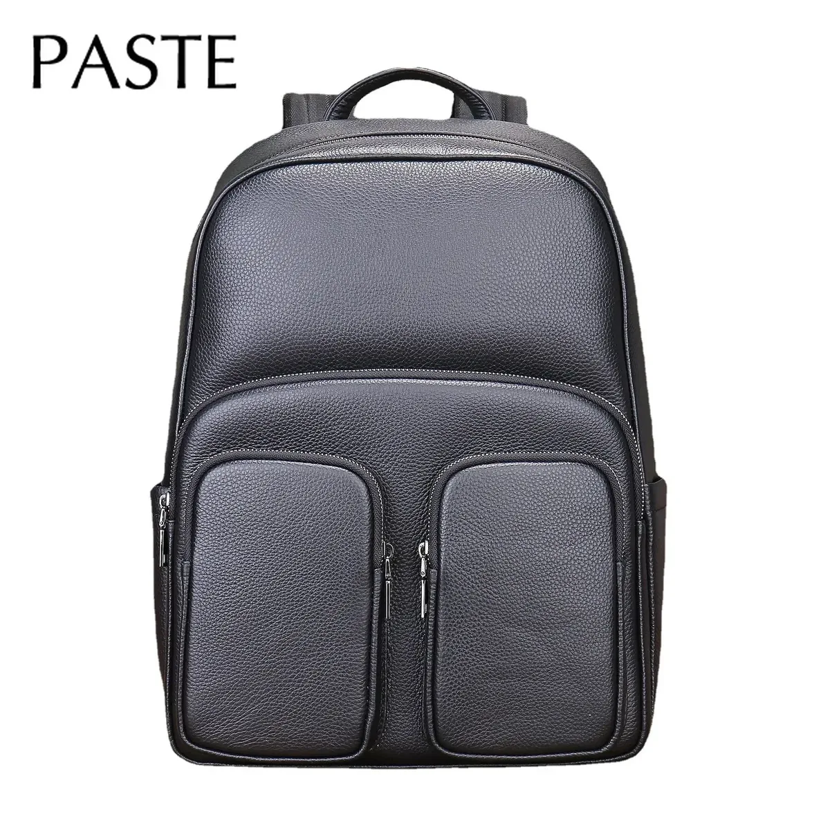 sac à dos simple en cuir de vache pour homme, noir, grande capacité, nouveau style, 15.6 pouces, pour le trava