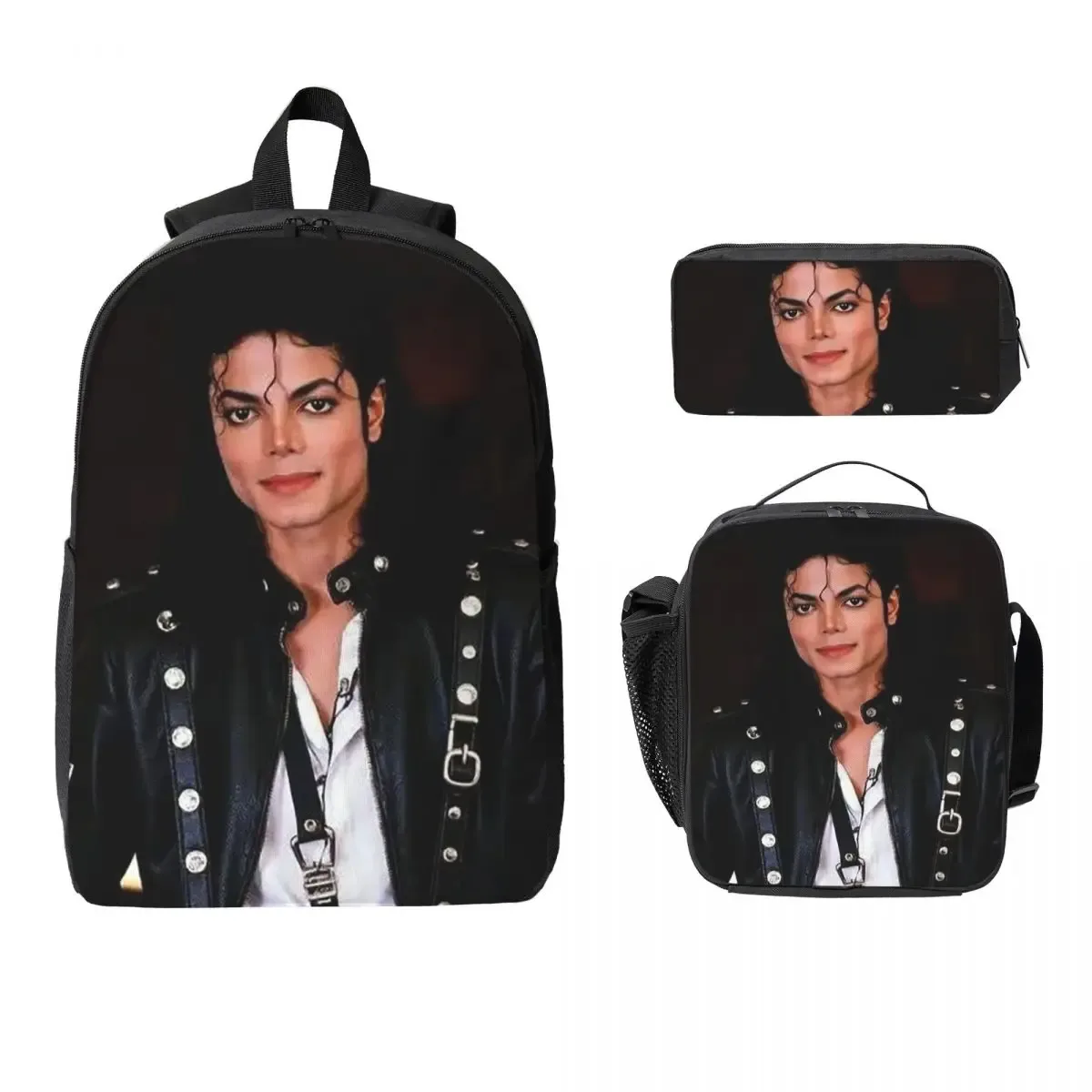 sac à dos michael jackson pour étudiants, sac d'école, sacs à bandoulière pour ordinateur, sac à déjeuner isotherme 3ps, trousse à crayons