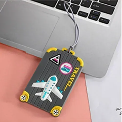 nouvelles étiquettes de bagages en pvc accessoires de voyage étiquettes de valise en silicone style de mode étiquette de voyage portable en silicone porte-adresse d'identification