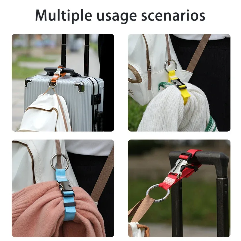 sangle de fixation multifonctionnelle pour bagages de voyage, sangle externe pour sac à dos, sangle portable en métal, ceinture de bagage réglable en nylon durable
