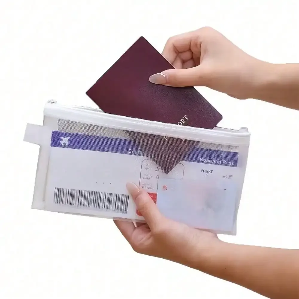 sac de rangement portable pour documents de voyage international noir/blanc, porte-cartes d'identité et de carte d'embarquement, étui pour passeport