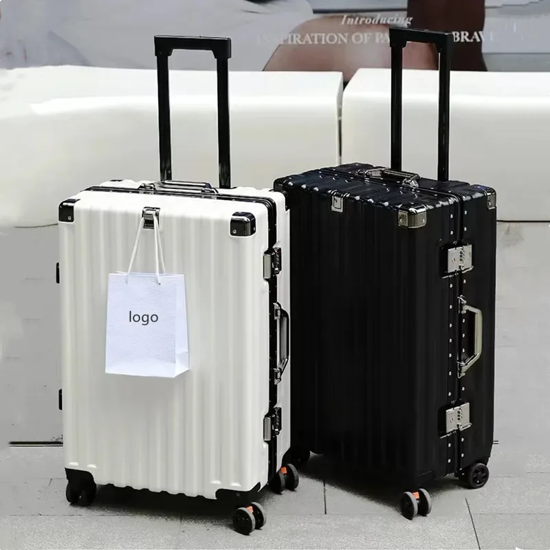 Bagage femme muet universel roue boîtier de chariot cadre en aluminium 24 pouces étudiant mot de passe valise mâle