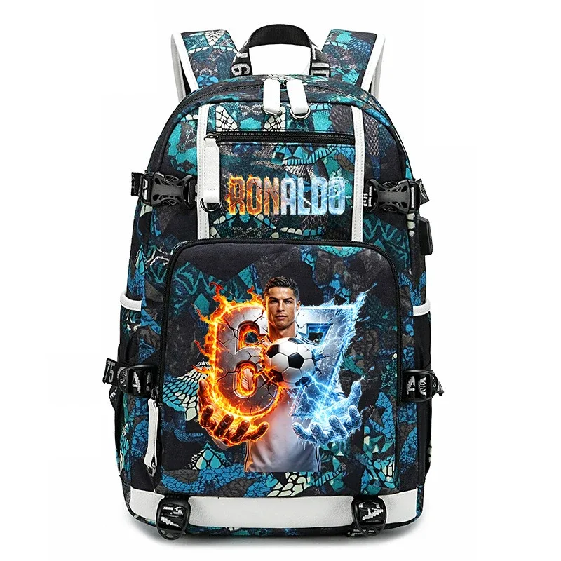 cr7 ronaldo 67 sac à dos imprimé de grande capacité pour étudiants, adolescents, enfants, sac à dos de voyage pour l'école