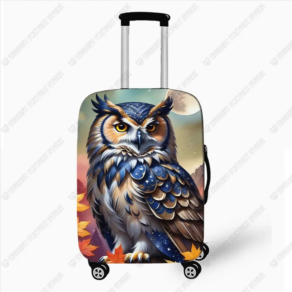 housse de bagage imprimée hibou coloré, housses de protection pour valise à roulettes à cornes, accessoires de voyage de 18 à 32 pouces