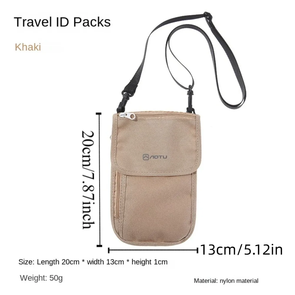 accessoires de voyage portefeuille de voyage porte-billet en nylon pochette de cou de voyage fermeture éclair kaki noir porte-passeport familial carte de crédit