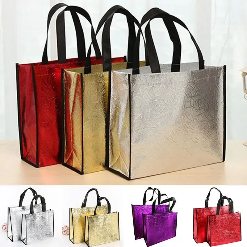 Sac de courses réutilisable pour femmes, sacs de rangement de voyage en toile de grande capacité, sac à main à paillettes Laser pour épicerie, fourre-tout en toile écologique
