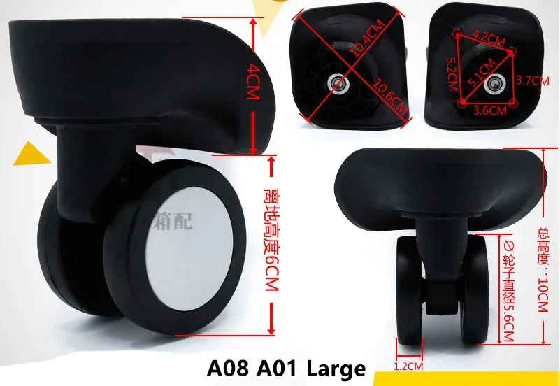 a01 a08 a-08 roues d'avion silencieuses boîtier de chariot bagages roue universelle valise réparation accessoires roues de remplacement roulette