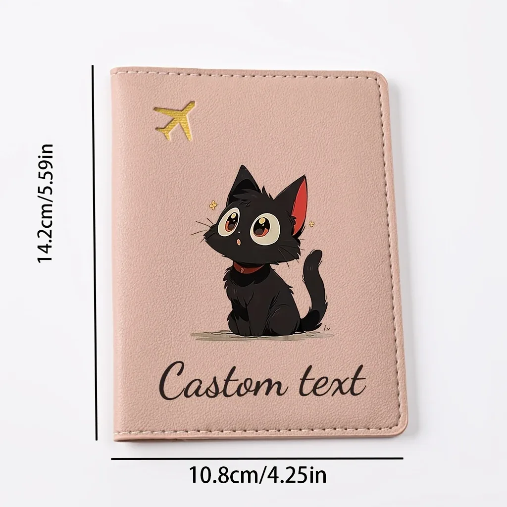 porte-passeport personnalisé pour chaton, compatible avec les passeports - étui pour documents de voyage avec nom/texte, motif chaton mignon, couverture de passeport