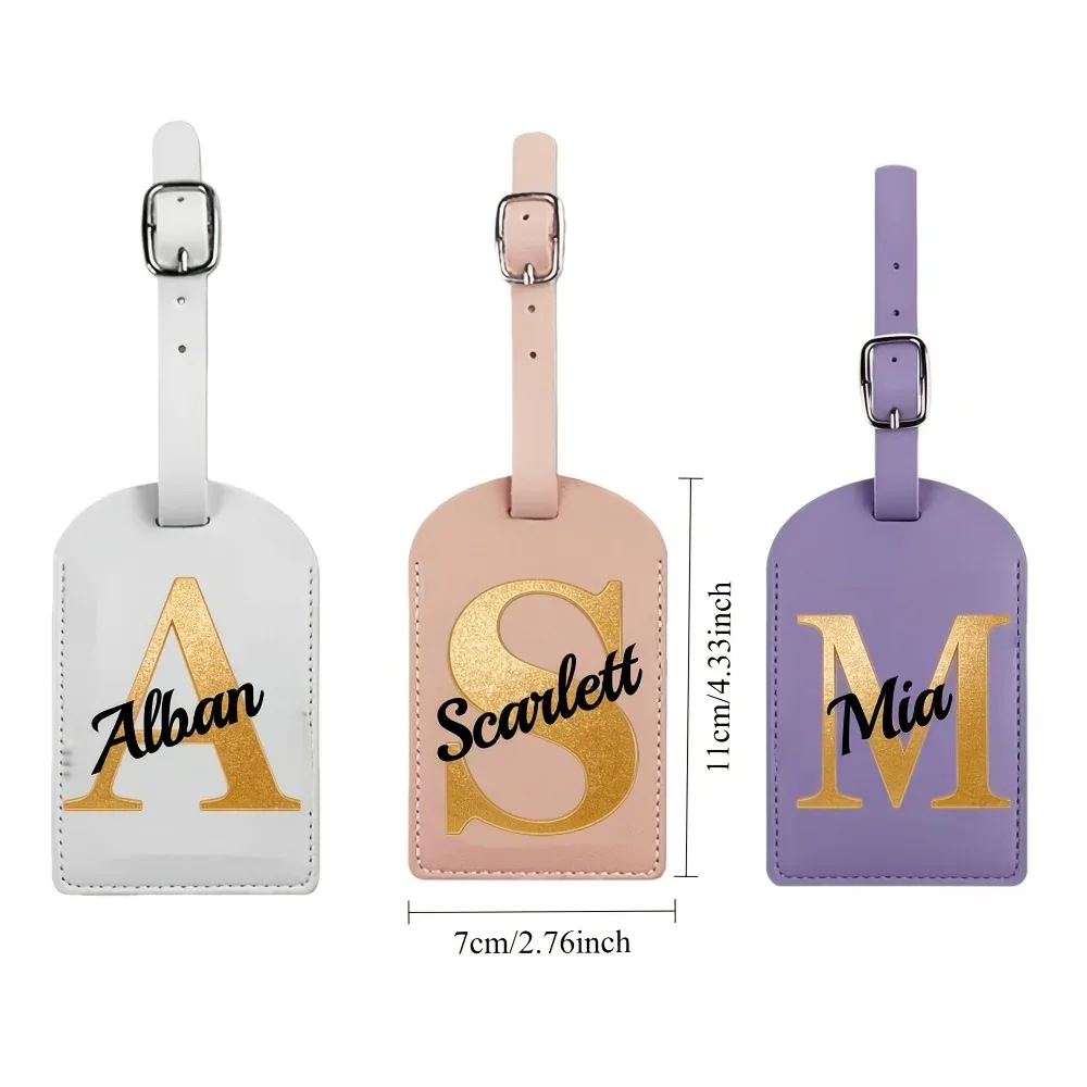 étiquette de bagage personnalisée avec nom, rose, avec motif de carte d'embarquement et initiales pour une identification facile